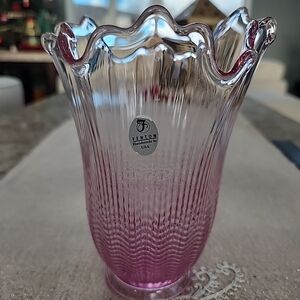 Fenton Silverton Empress Rose Light Punk Sw7ng Vase, 6 1/2" Tall